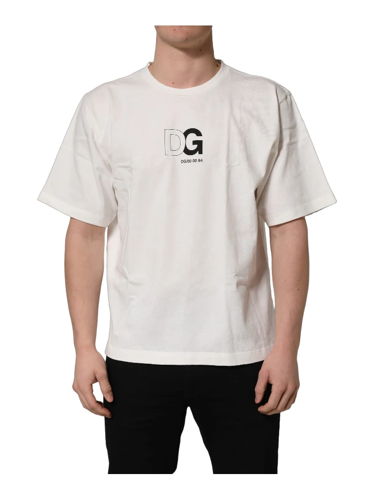 White DG Logo Crew Neck Short Sleeves T-shirt