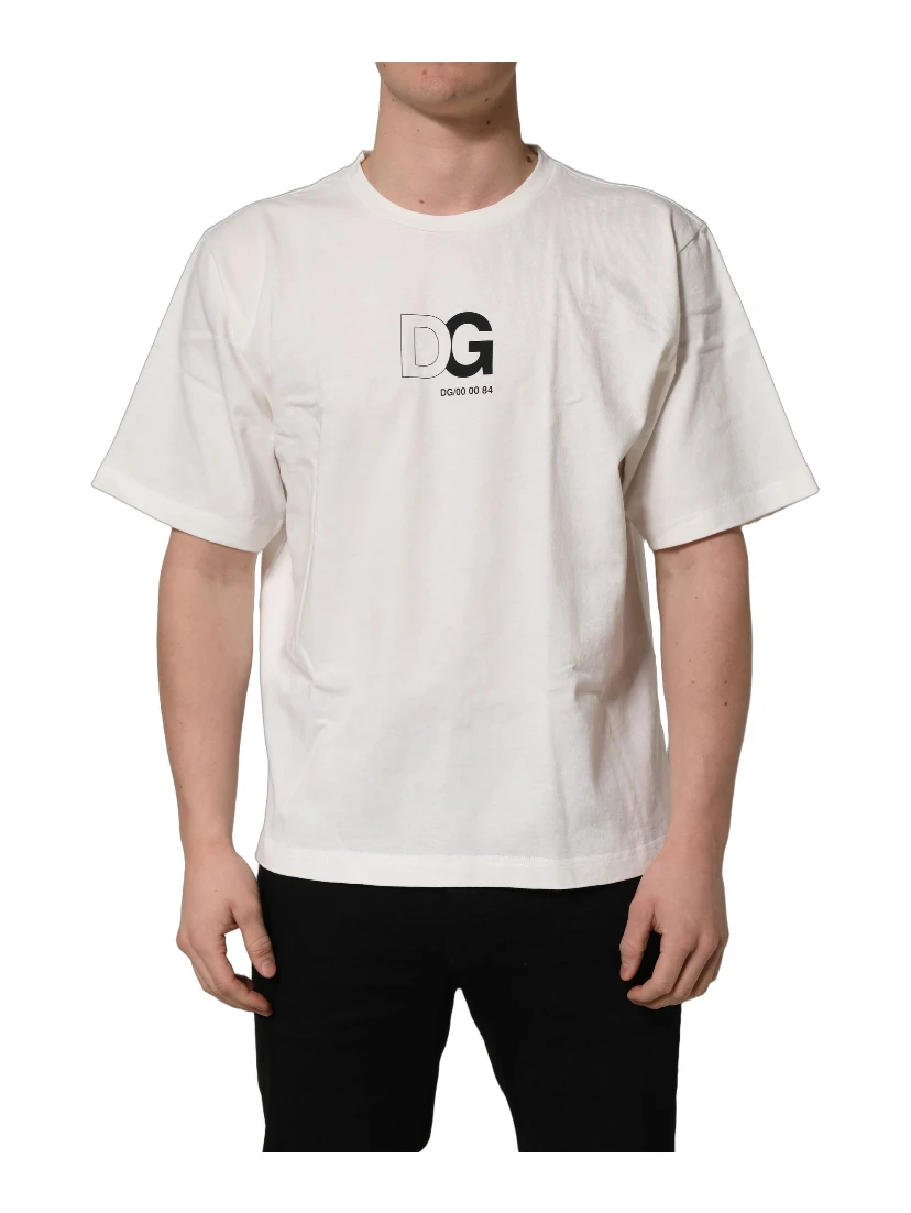 White DG Logo Crew Neck Short Sleeves T-shirt