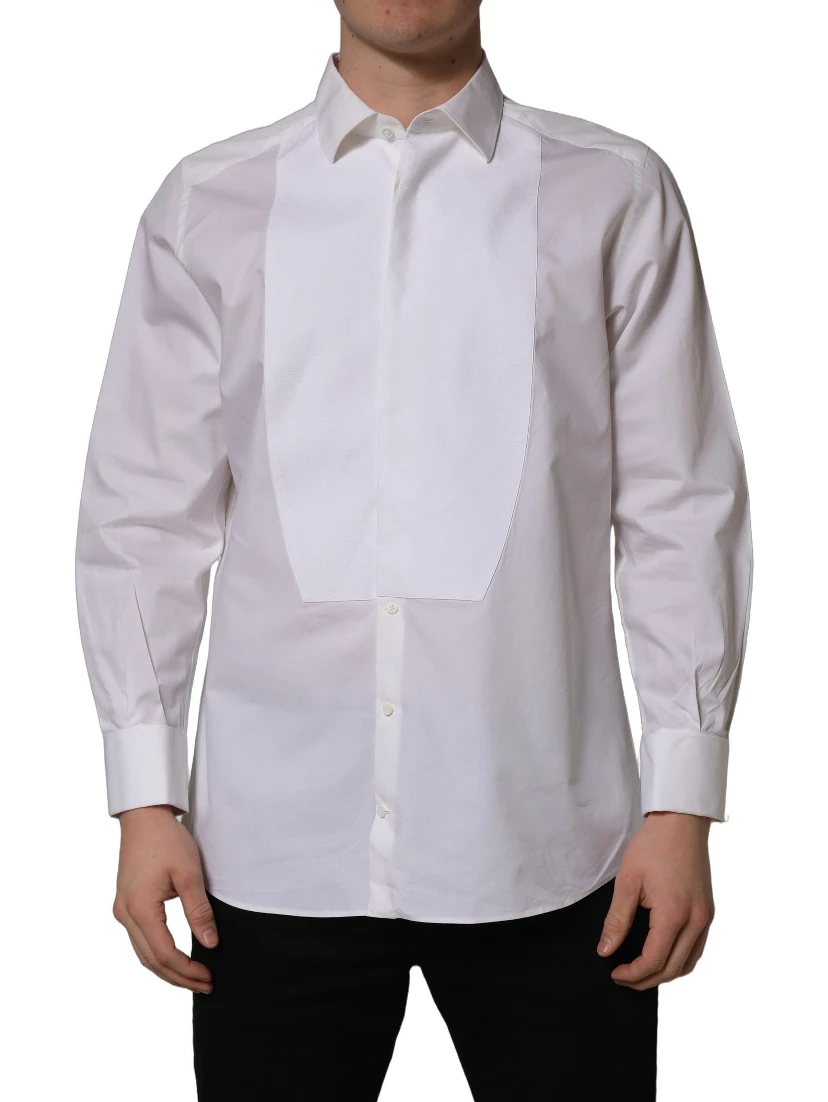 White Bib Cotton Poplin Dress Formal Shirt