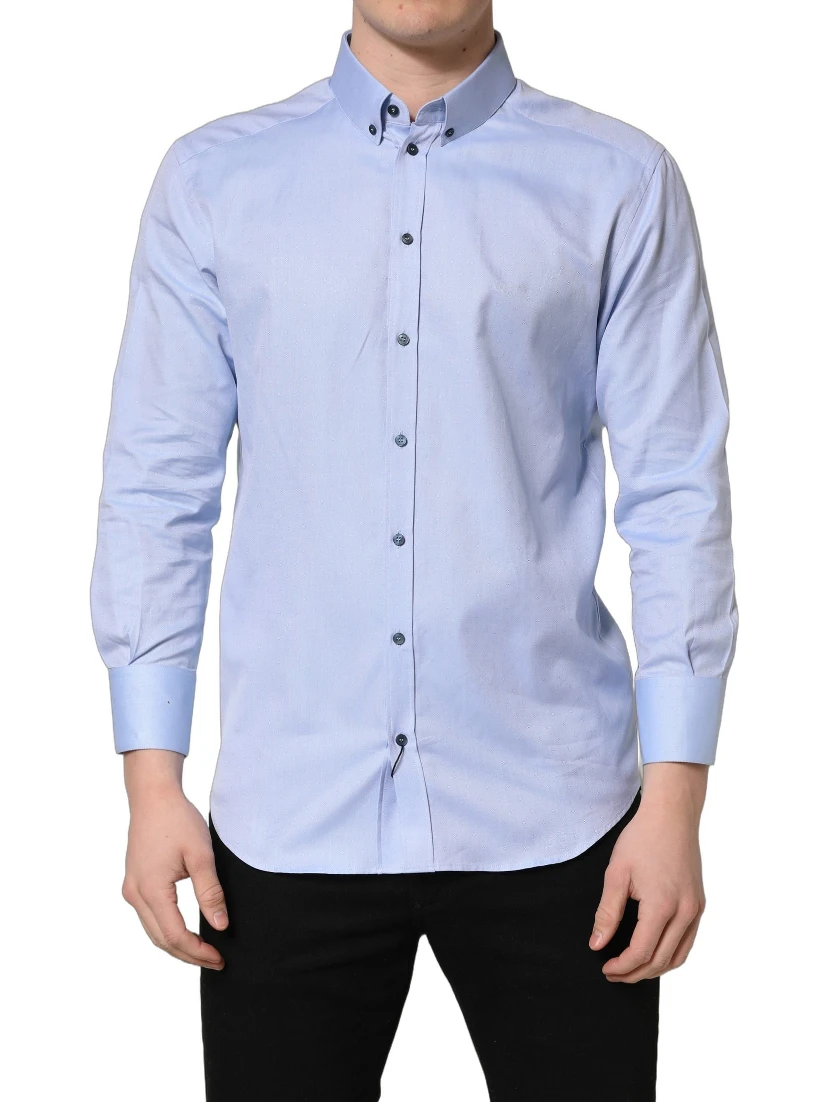 Light Blue Cotton Dress Formal Men Shirt