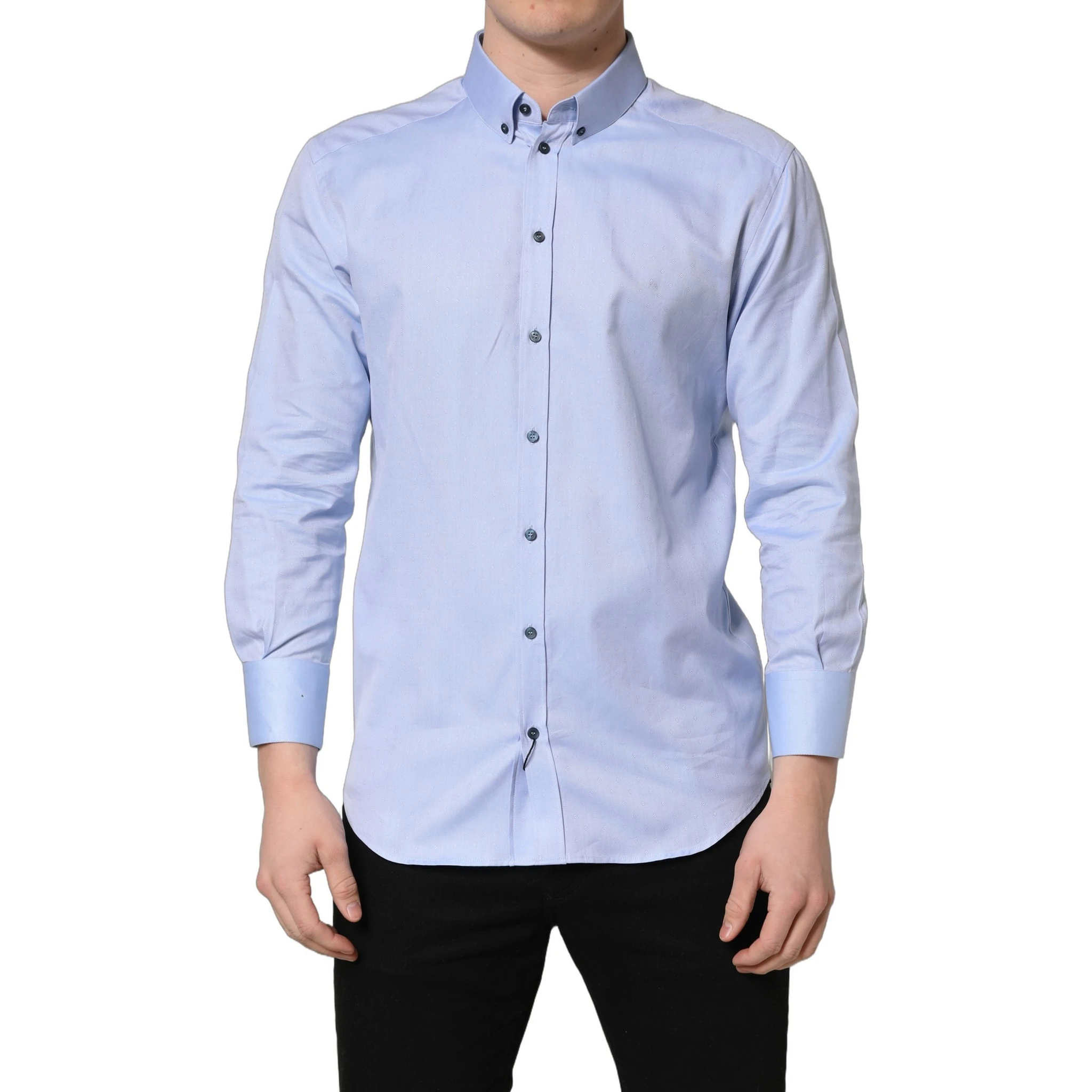 Light Blue Cotton Dress Formal Men Shirt
