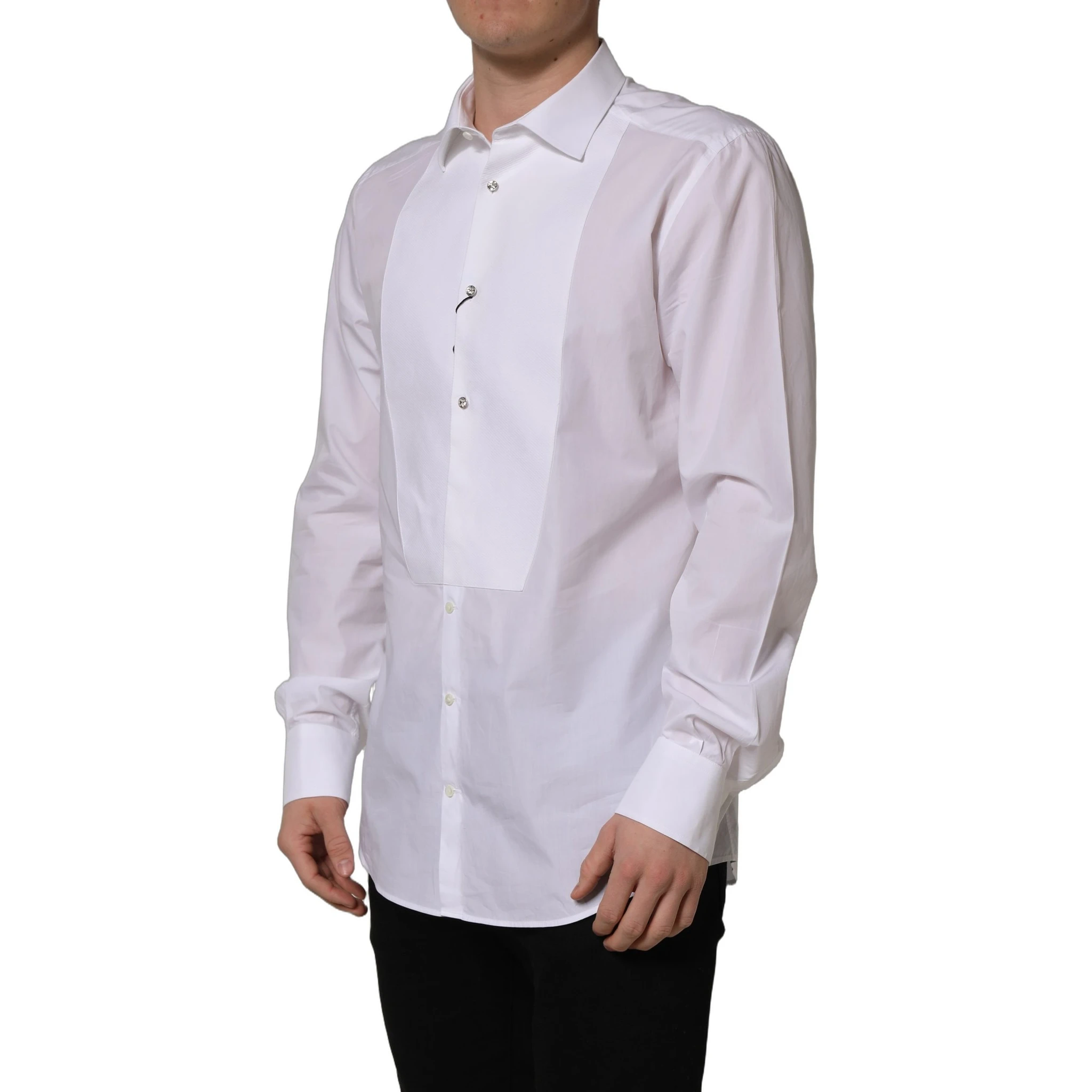 White Bib Cotton Poplin Dress Formal Shirt
