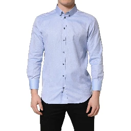 Light Blue Cotton Dress Formal Men Shirt