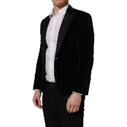 Black Cotton Single Breasted Jacket Blazer