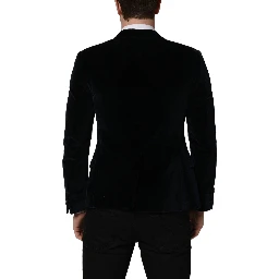 Black Cotton Single Breasted Jacket Blazer