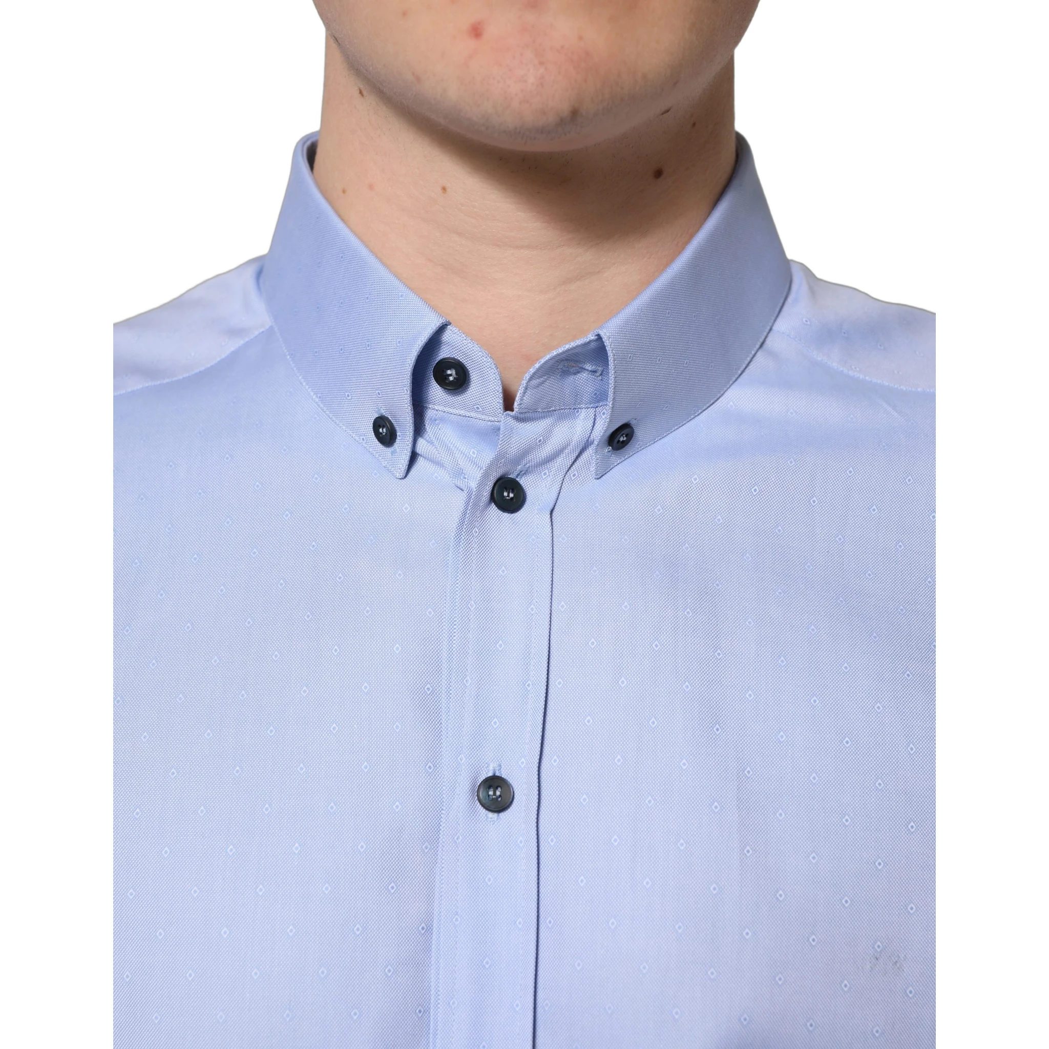 Light Blue Cotton Dress Formal Men Shirt