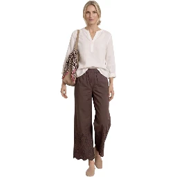 Brown Cotton Casual Pants