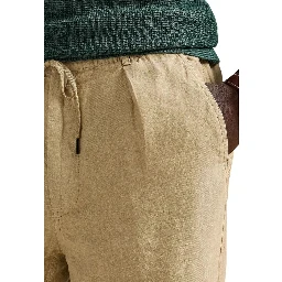 Beige Linen Casual Pants