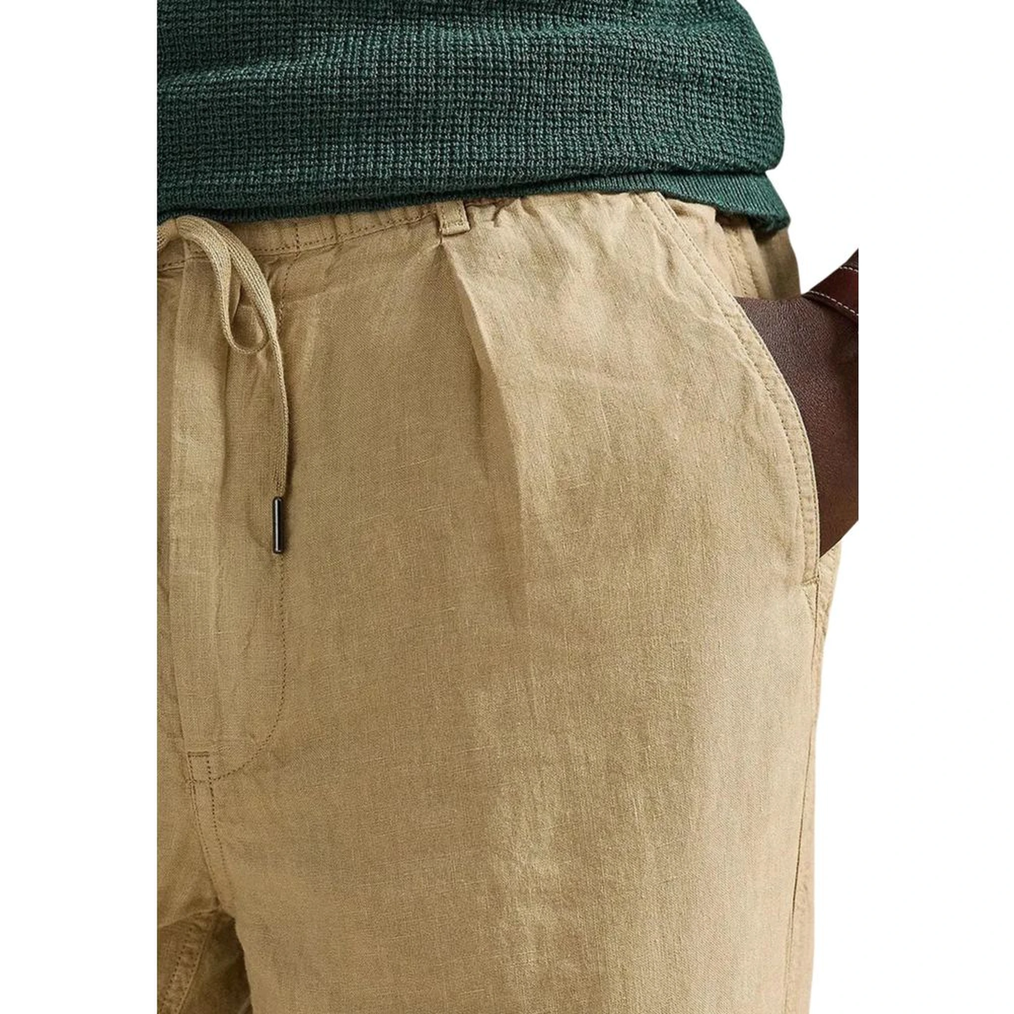 Beige Linen Casual Pants