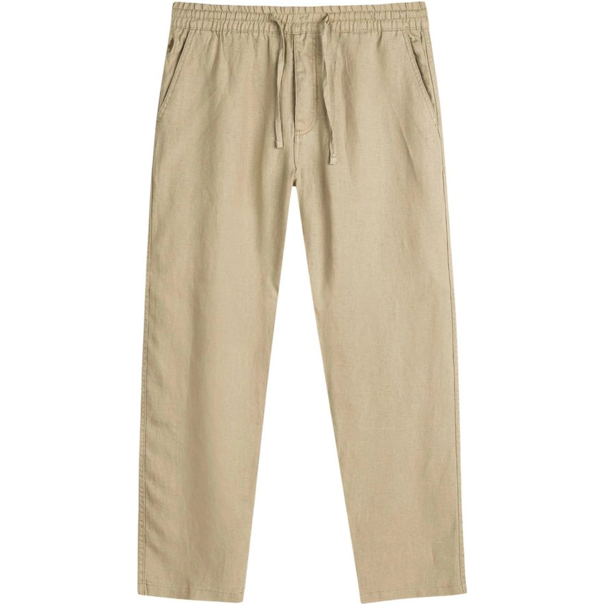 Beige Linen Casual Pants