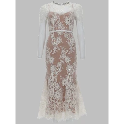 ABITO MIDI CON APPLICAZIONI IN PIZZO E PAILLETTES