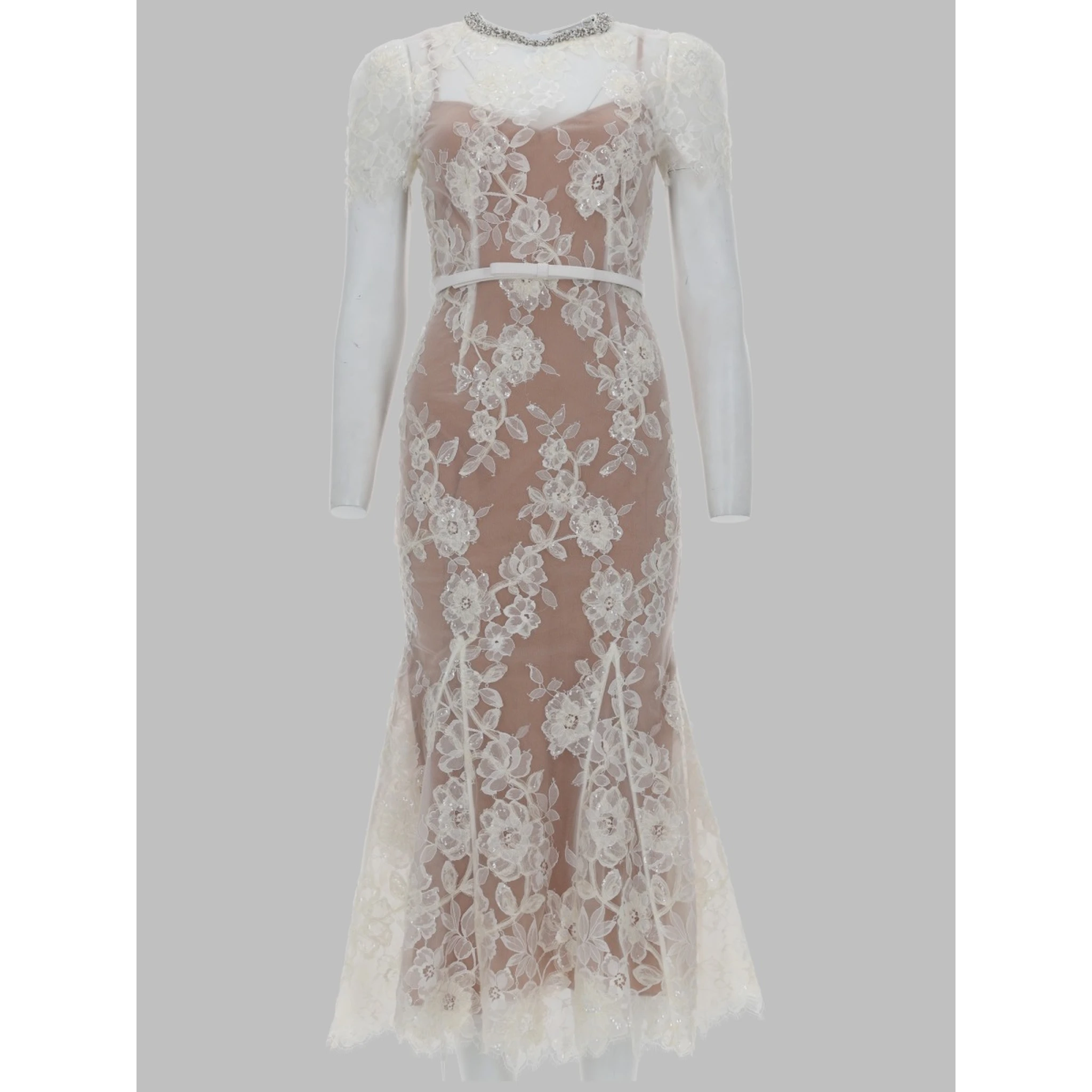 ABITO MIDI CON APPLICAZIONI IN PIZZO E PAILLETTES