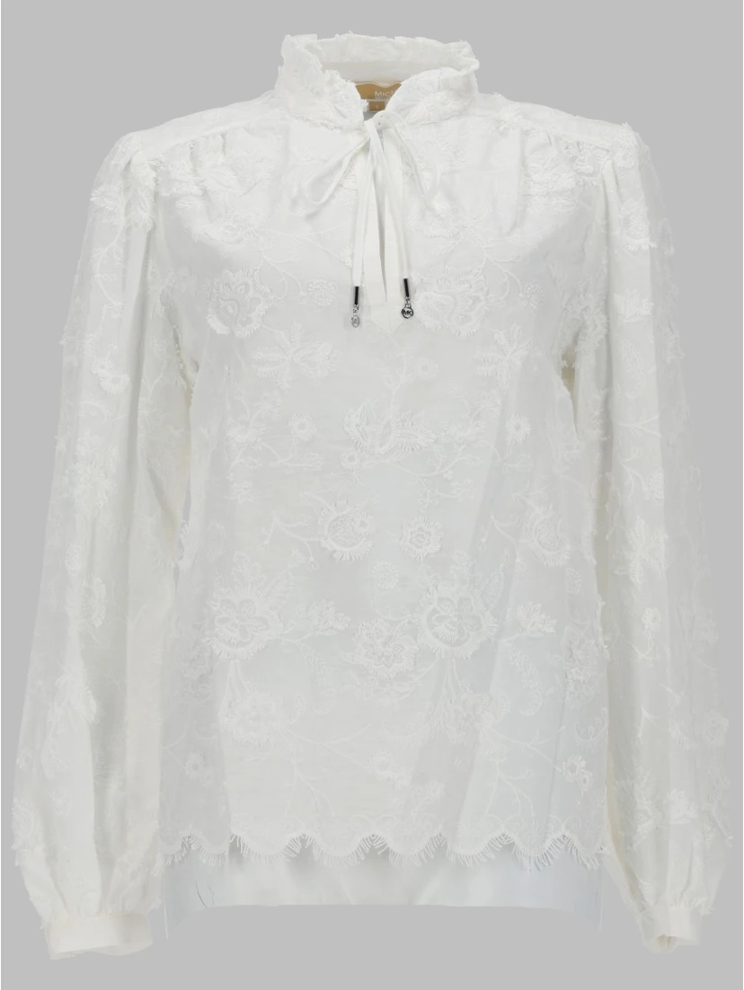 CAMICETTA IN VOILE CON RICAMI FLOREALI