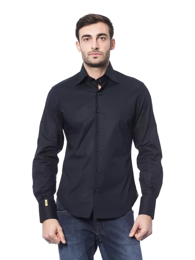 Blue Cotton Men Shirt