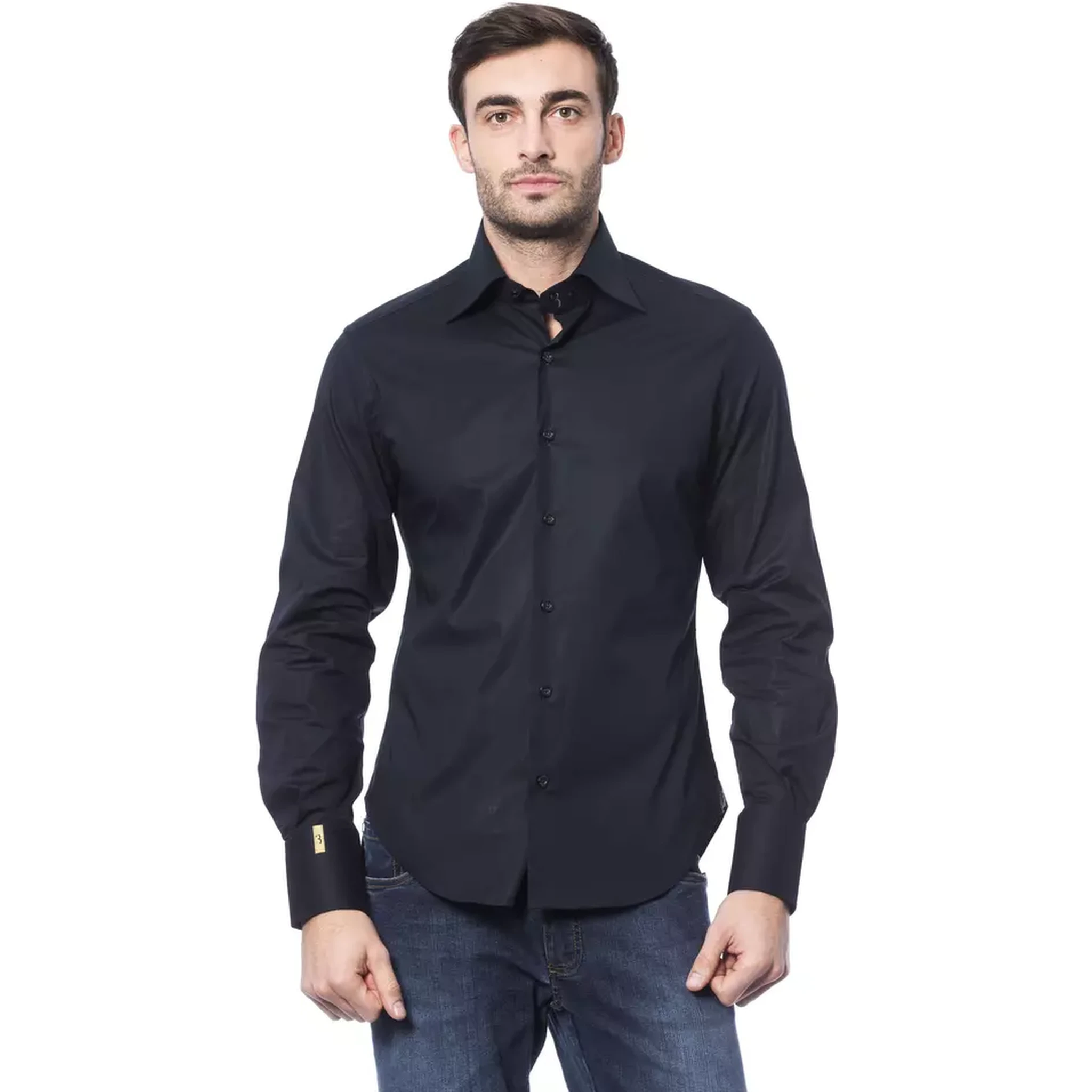Blue Cotton Men Shirt