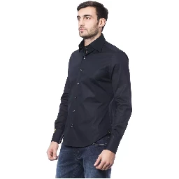 Blue Cotton Men Shirt