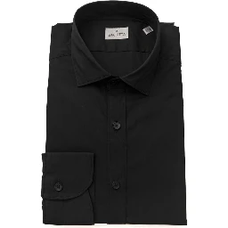 Black Cotton Men's Slim Shirt