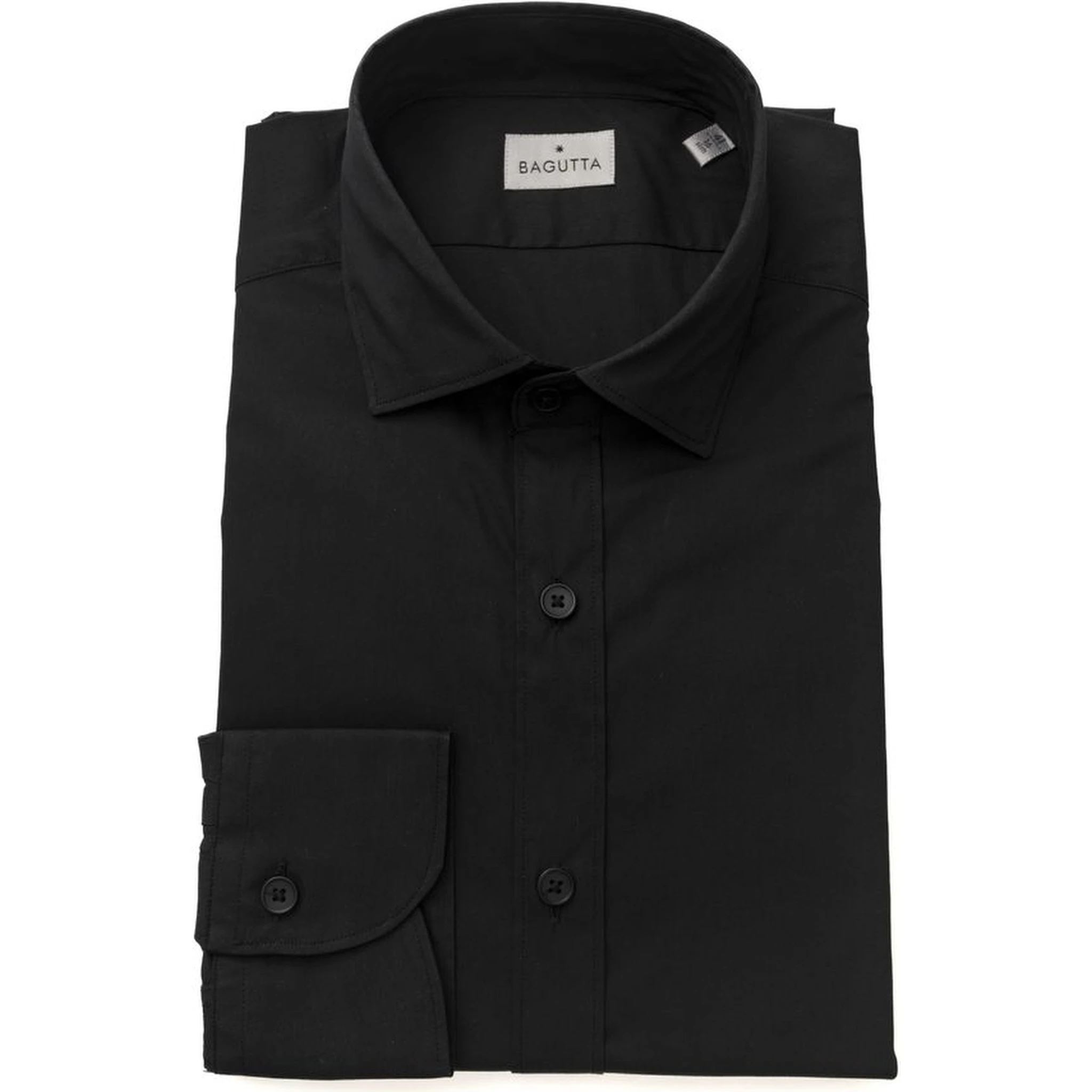 Black Cotton Men's Slim Shirt