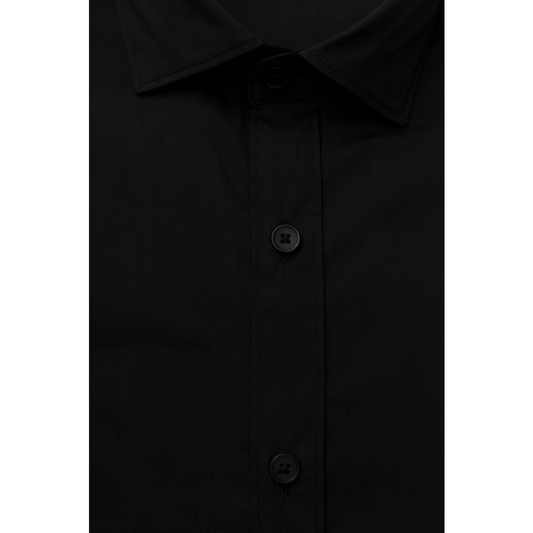 Black Cotton Men's Slim Shirt