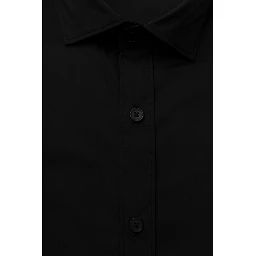 Black Cotton Men's Slim Shirt