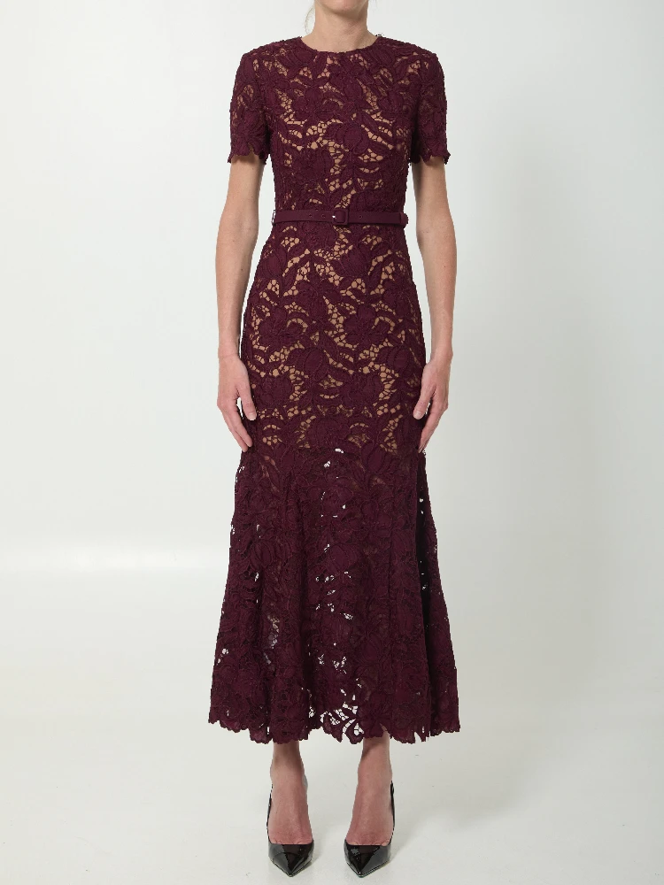 Burgundy lace midi dress