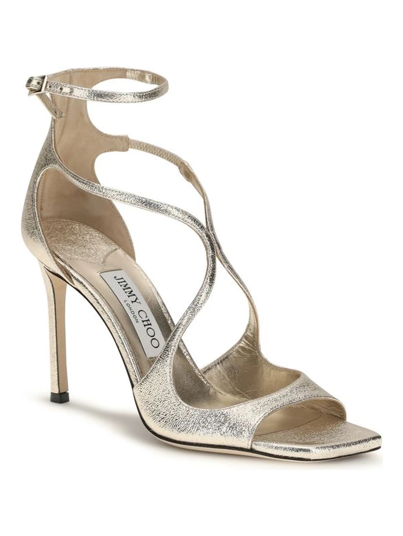 Gold Calf Leather Bos Taurus Stiletto Heel Sandals