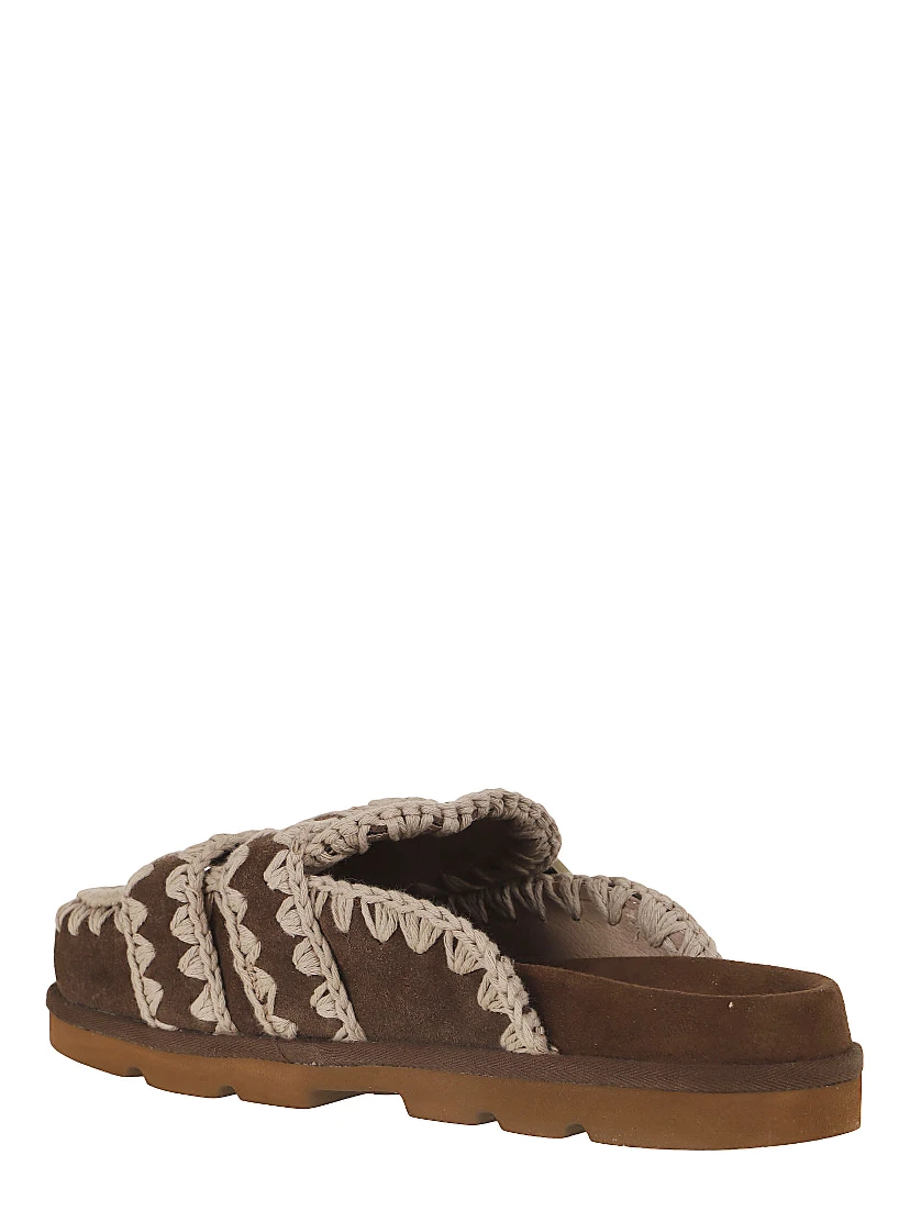 Suede leather sabot sandals