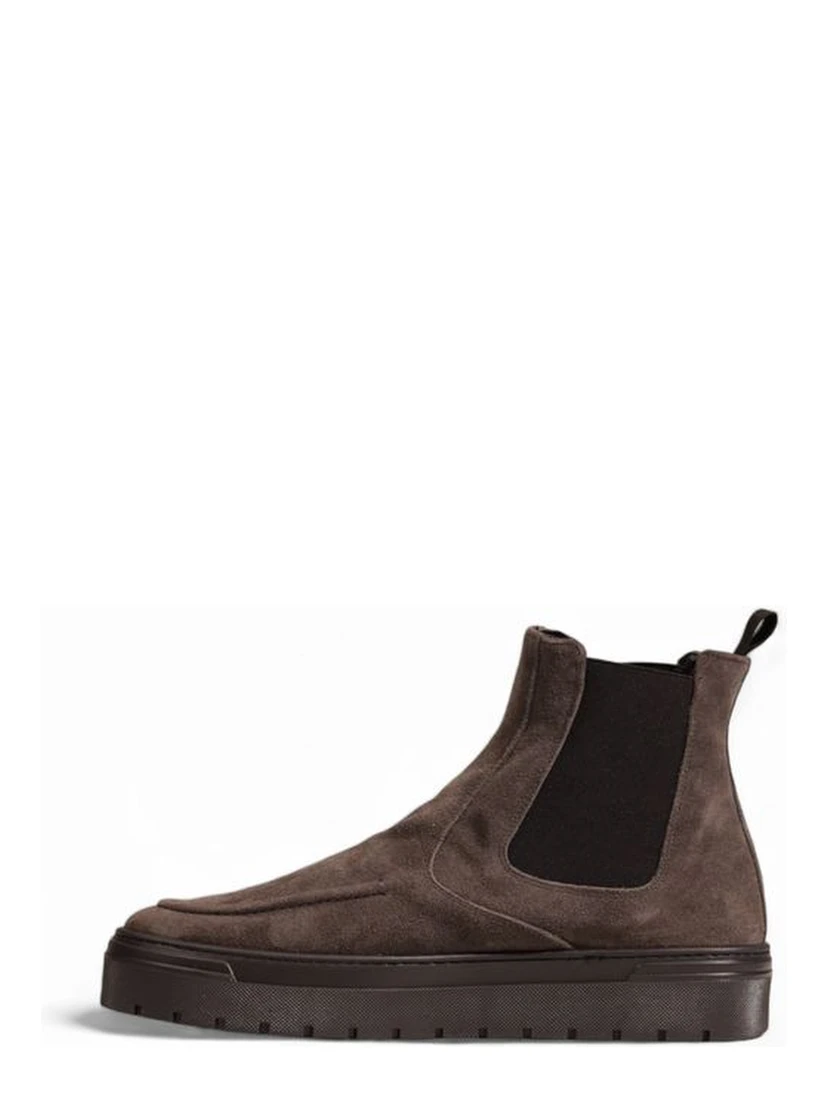 Gray Suede Leather Chelsea Boots