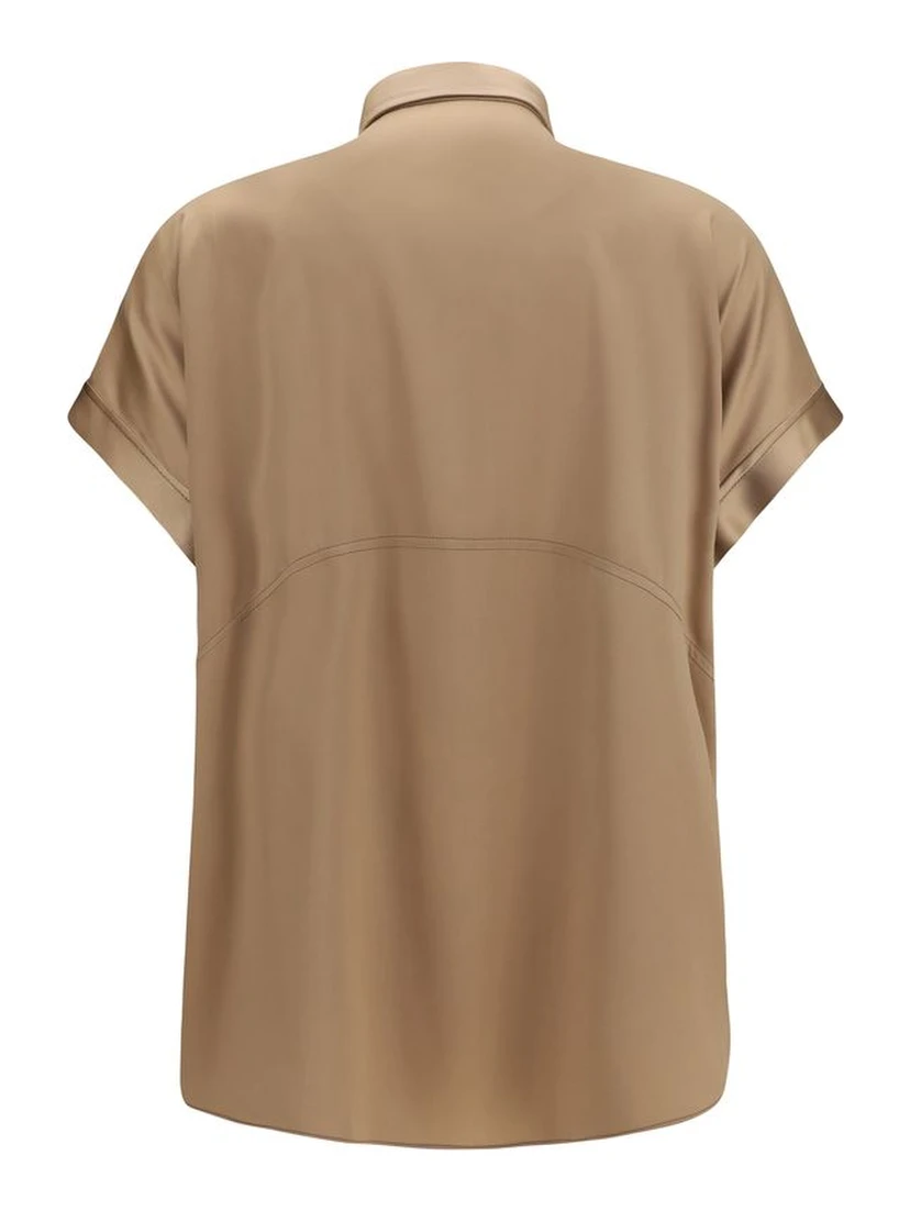 Beige Silk Shortsleeve Shirt
