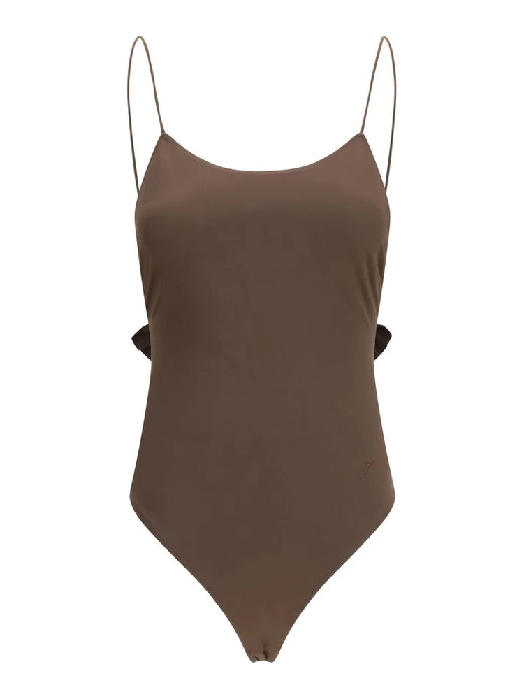 Brown Polyamide One-Piece Swimsuit