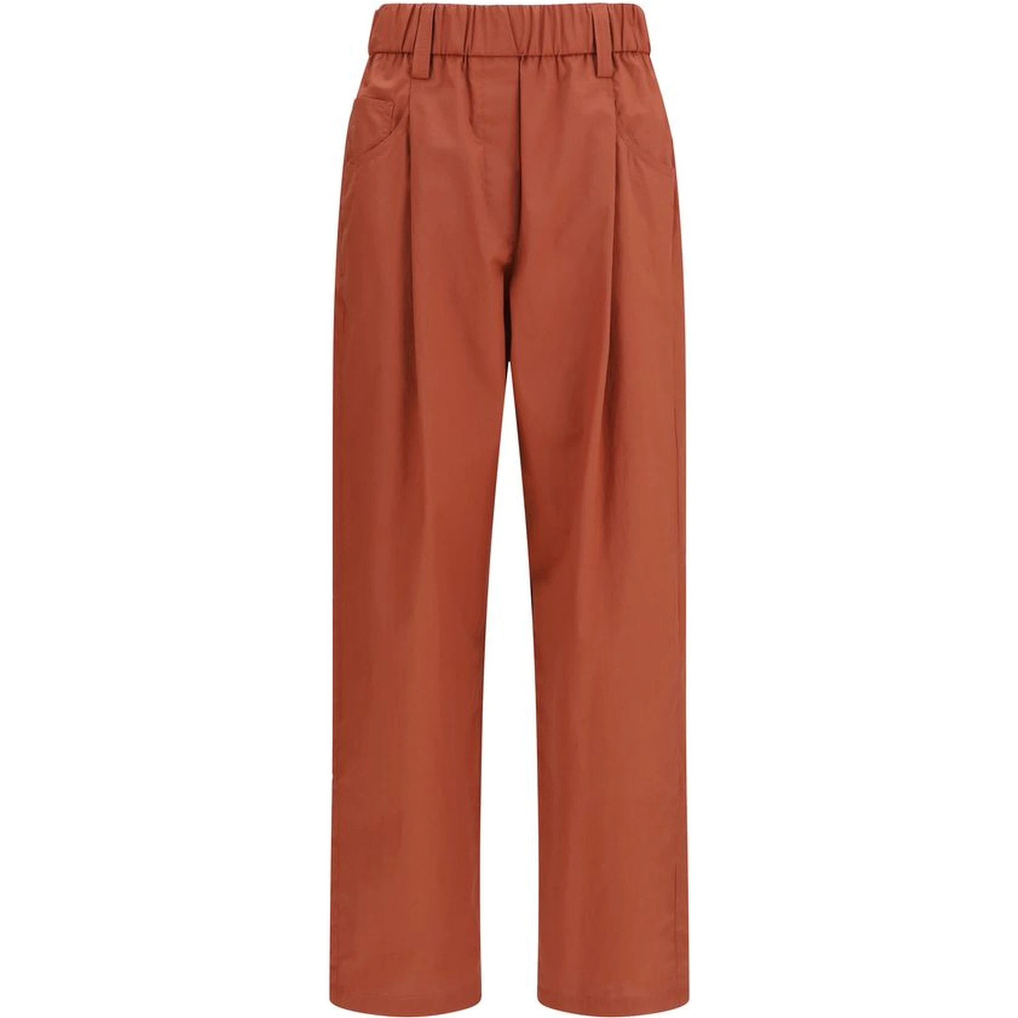 Orange Cotton Casual Pants