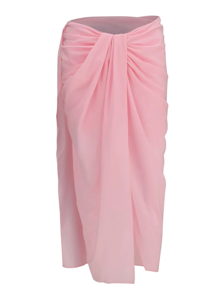 Multicolor Polyester Midi Skirt