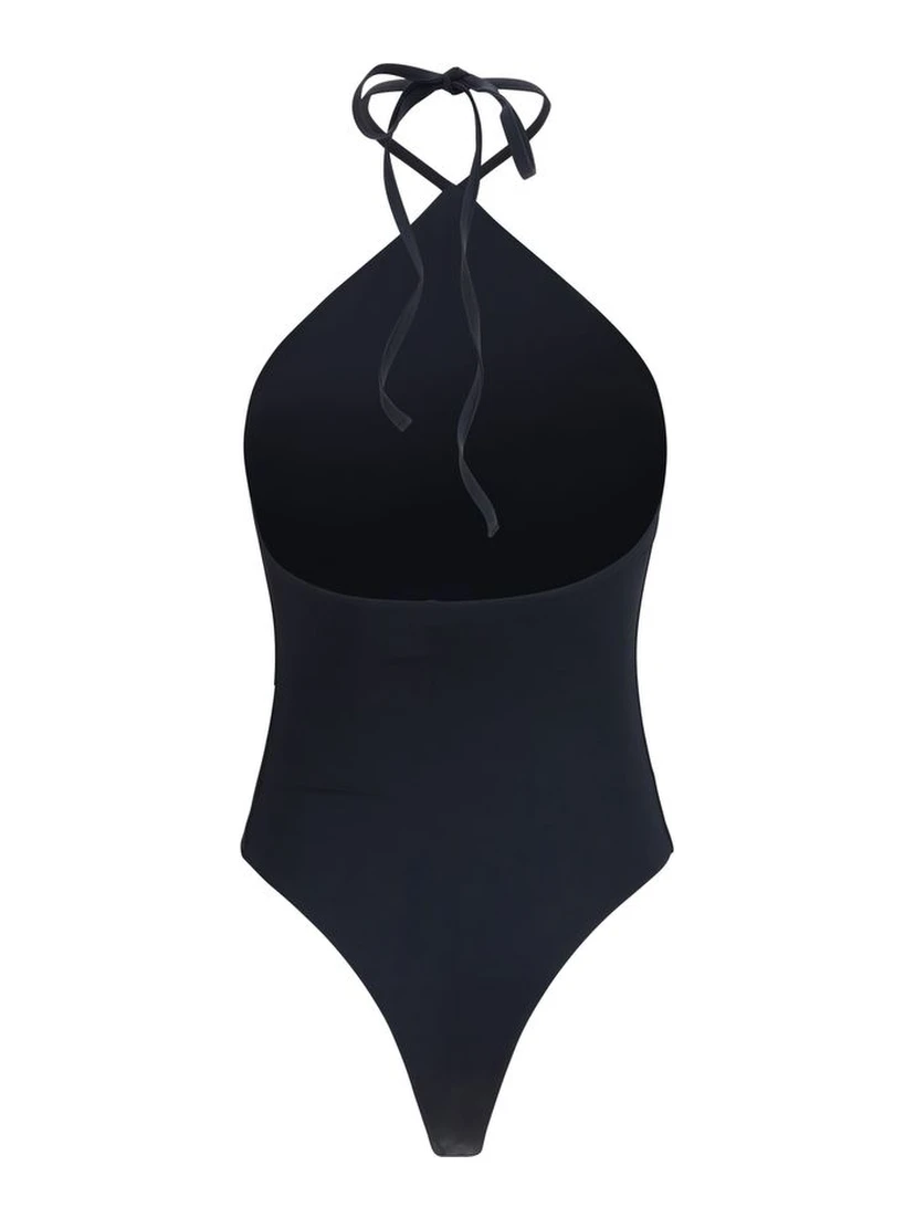 Black Nylon One-Piece Swimsuit