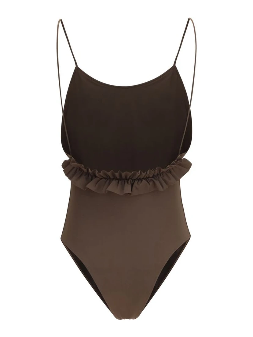 Brown Polyamide One-Piece Swimsuit