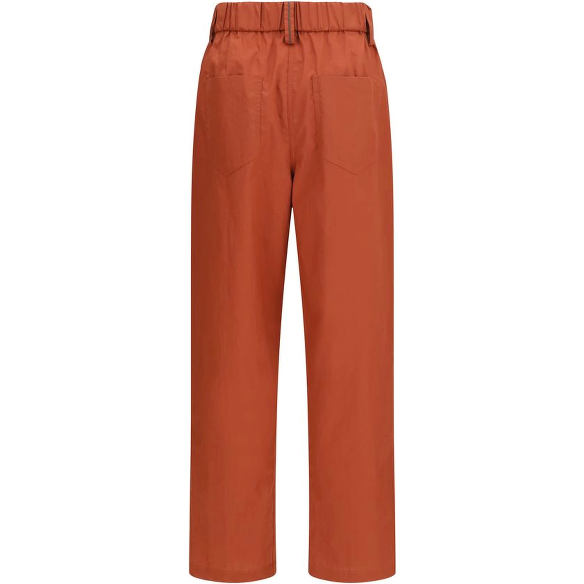 Orange Cotton Casual Pants