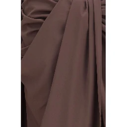 Brown Polyester Midi Skirt