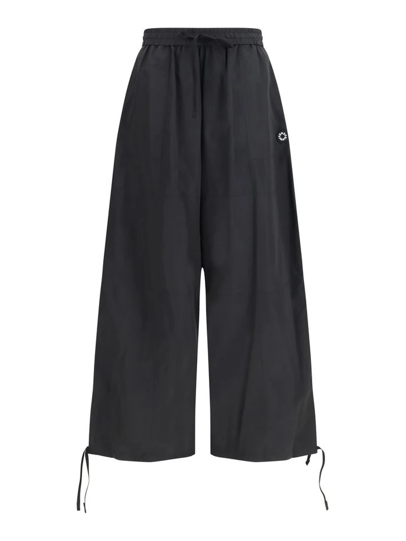 Black Polyester Casual Pants