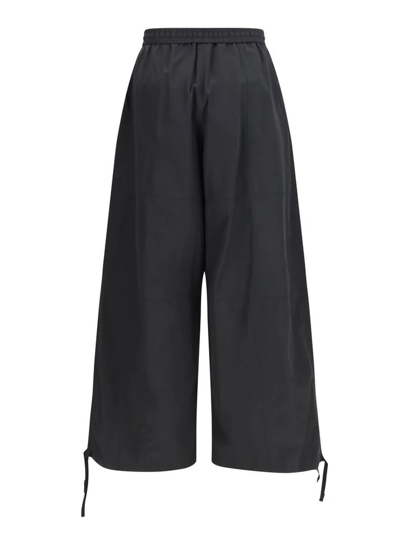 Black Polyester Casual Pants