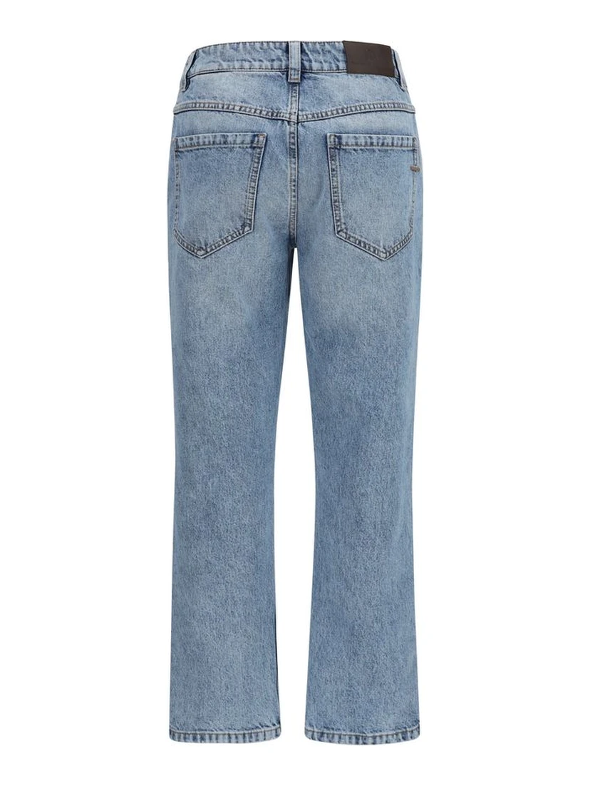 Blue Cotton Straight-Leg Jeans