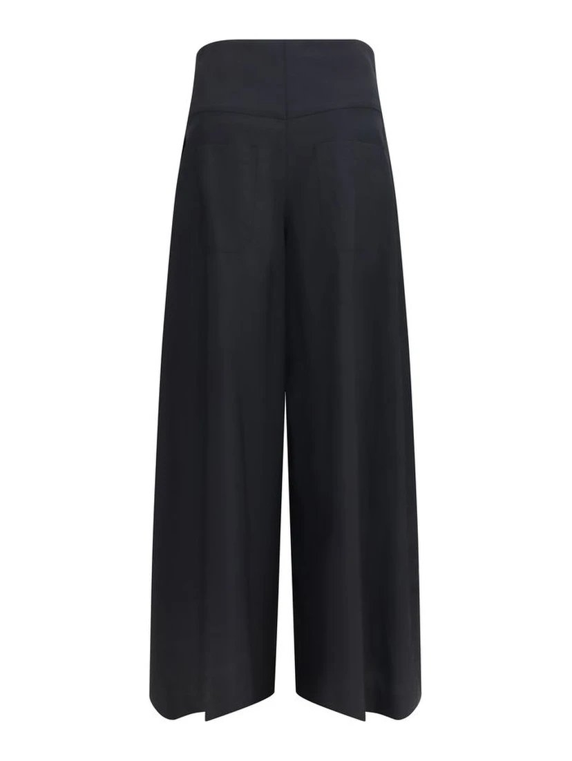 Black Cotton Casual Pants