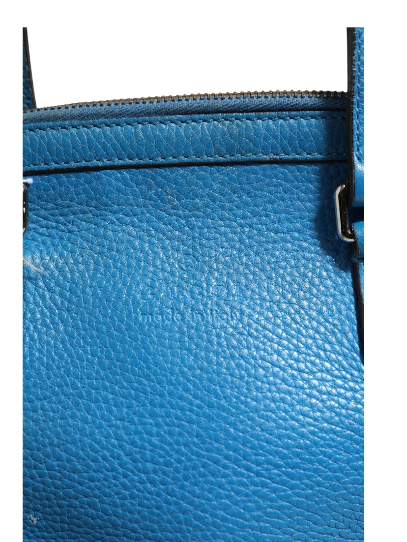 Blue Leather Dome Handbag
