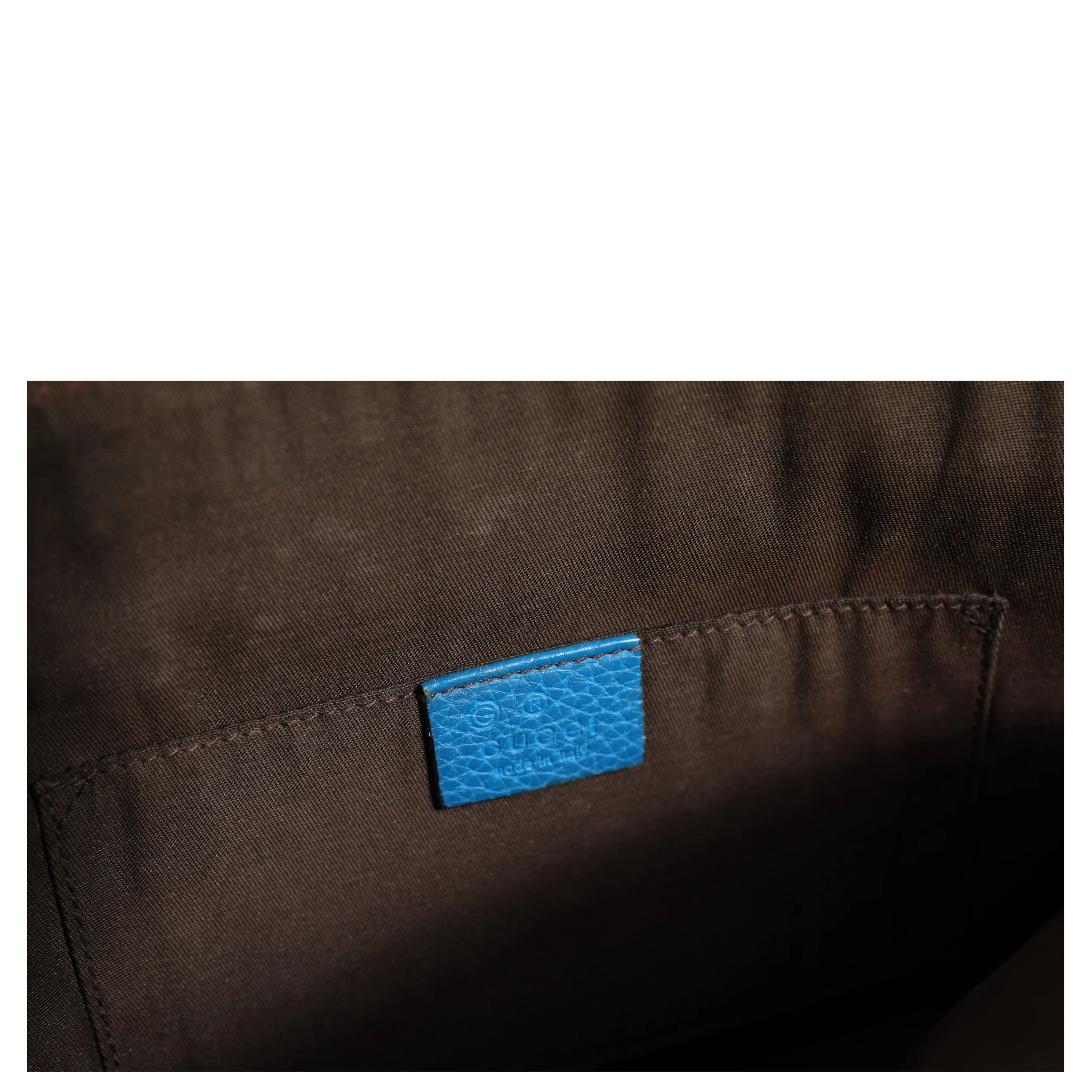 Blue Leather Dome Handbag