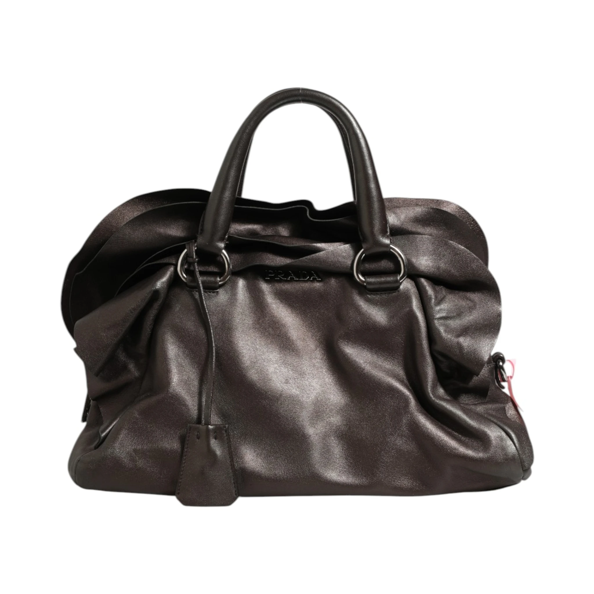 Metallic Nappa Leather Ruffle Shoulder Bag
