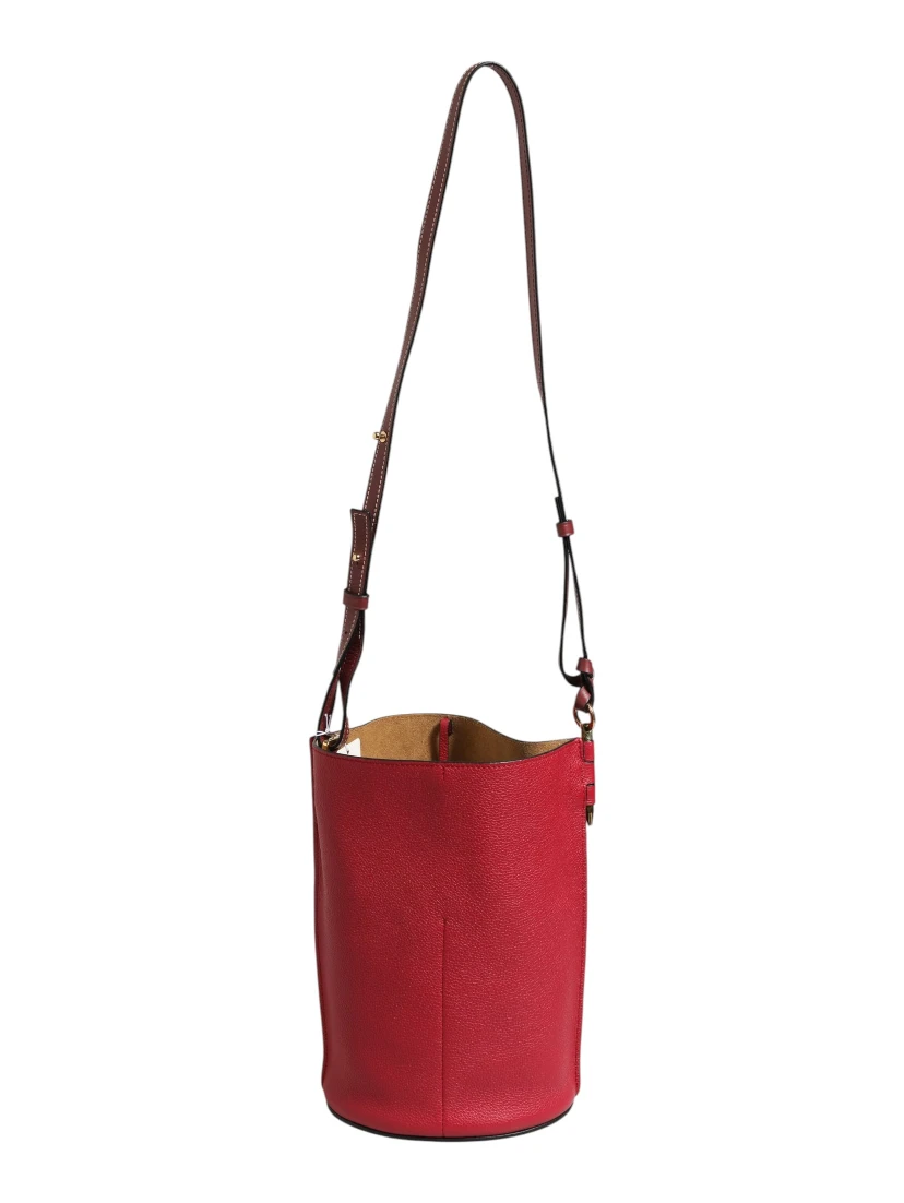 Gate Raspberry & Wine Leather Bucket Bag