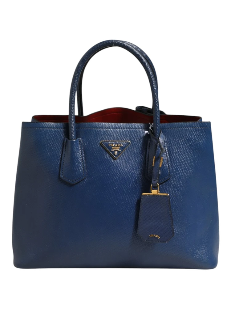 Blue Saffiano Leather 2way Bag