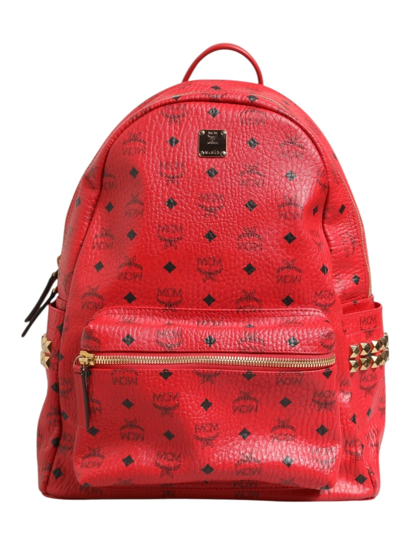 Medium Stark Studded Visetos Backpack - Red