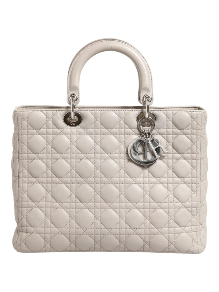 Lady Dior Large Grey Cannage Lambskin Bag