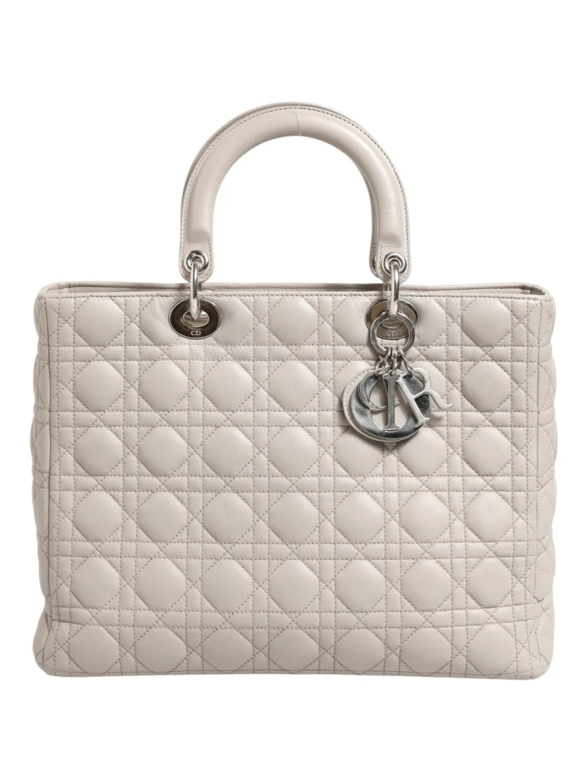 Lady Dior Large Grey Cannage Lambskin Bag