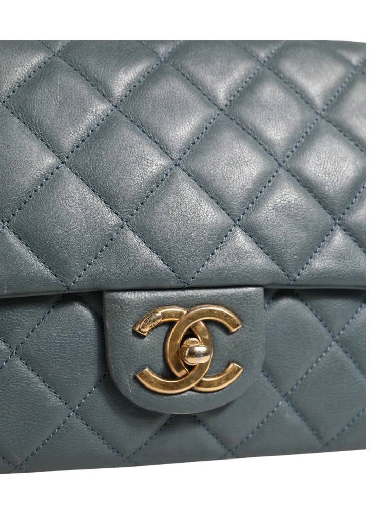 Blue Quilted Leather Crown Flap Shoulder Bag alternative
