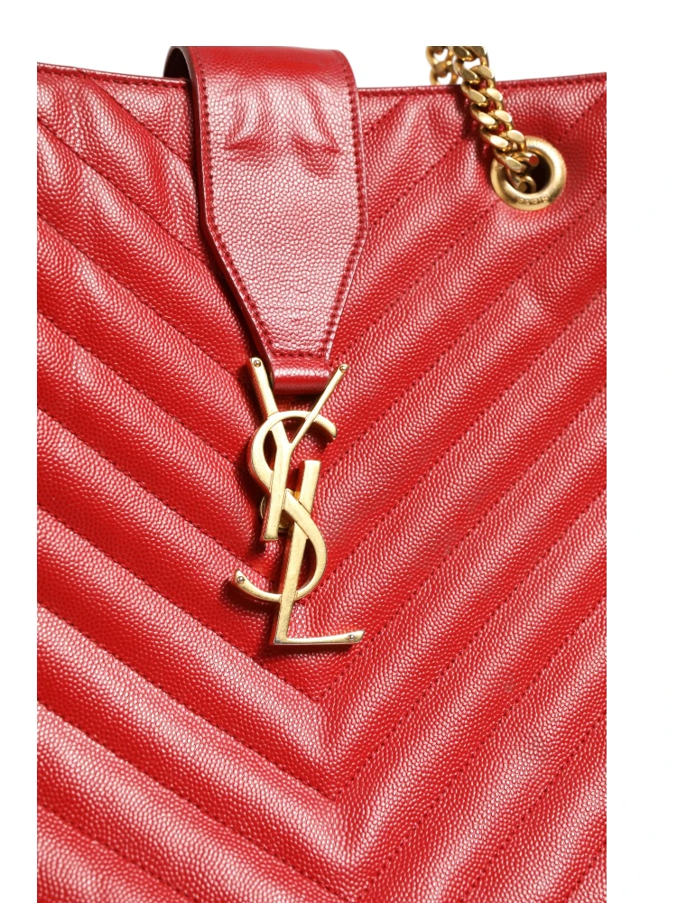 Red Chevron Quilted Grained Leather Monogram Tote Bag alternative
